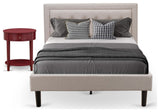 2Pc Platform Full Size Bed Set, 1 Platform Bed, Bedroom Nightstand Mist Beige