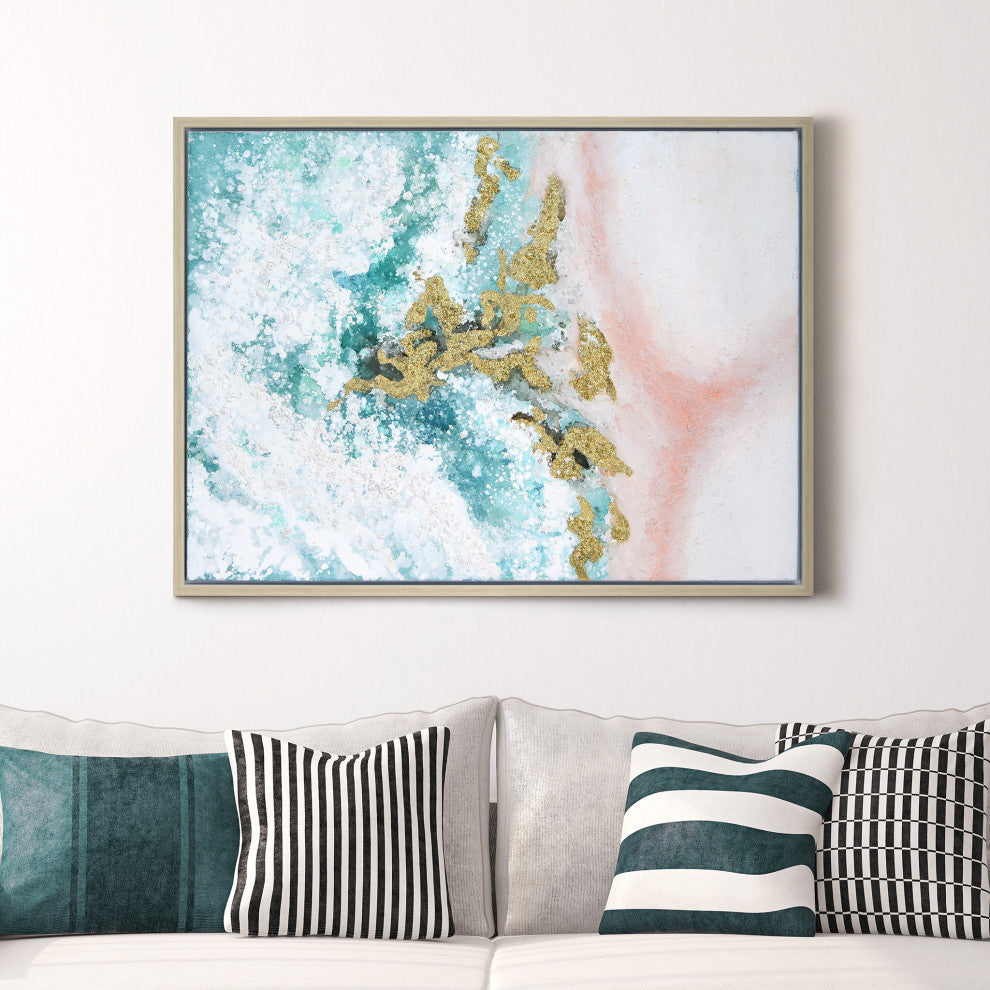 Sunday Ocean Textured Metallic Hand Painted Framed Wall Art by Martin Edwards