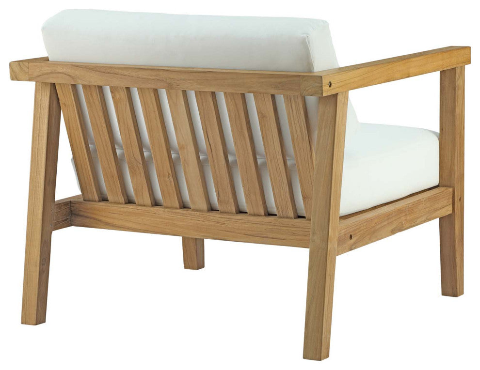 Bayport 5 Piece Outdoor Patio Teak Set EEI-3113-NAT-WHI-SET