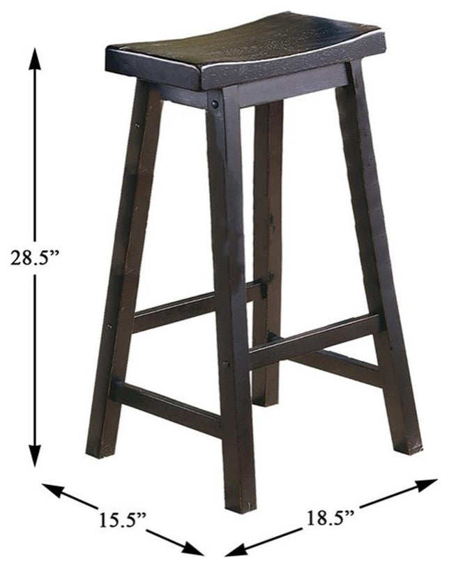 Lexicon Saddleback 29" Solid Wood Bar Stool in Black (Set of 2)