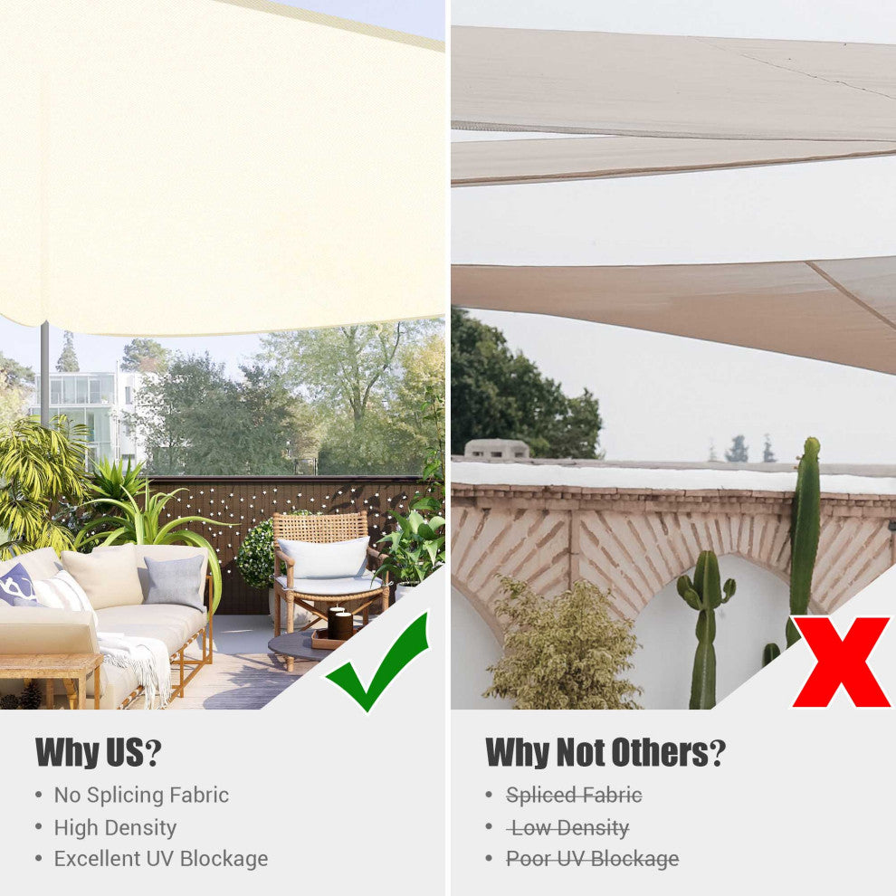Yescom 22 Ft 97% UV Block Sun Shade Sail HDPE Canopy Cover Net Poolside Yard
