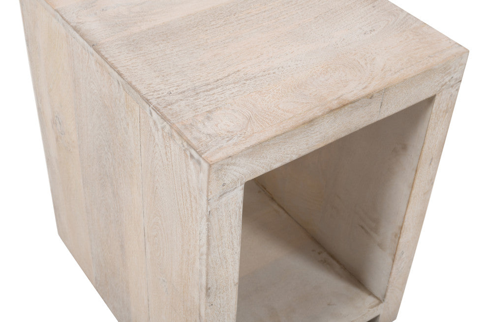 Mir 3-Piece Solid Wood Coffee and End Table Set, Brushed White Finish