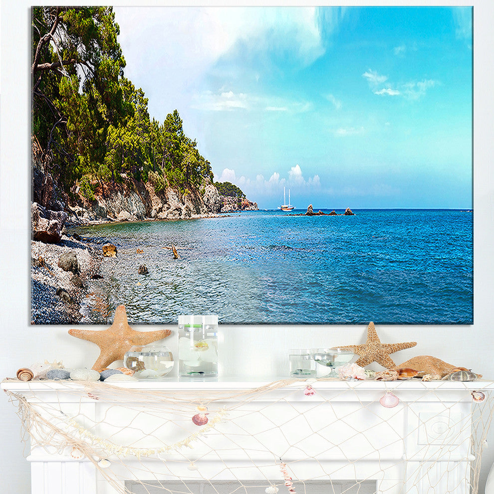 "Wild Blue Beach Panorama View" Seashore Wall Art, 32"x16"