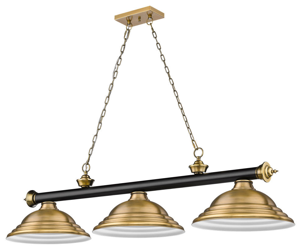 Zlite 2306-3MB-RB-SRB 3-Light Billiard, Rubbed Brass