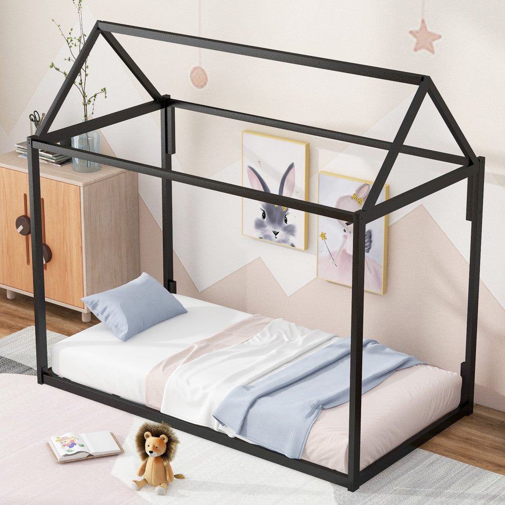 Metal House Shape Platform Bed, twin