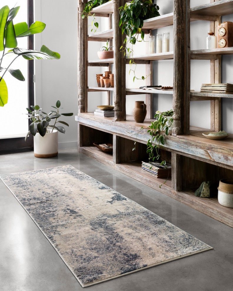 Teagan TEA-07 Area Rug, Natural/Denim, 5'3"x7'6"