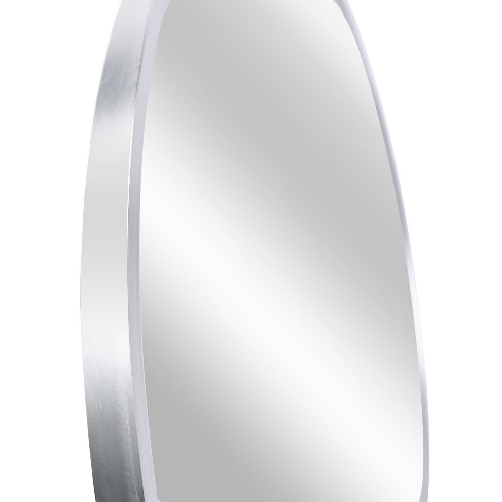 Round Aluminium Framed Wall Mounted Mirror, Silver, 32"