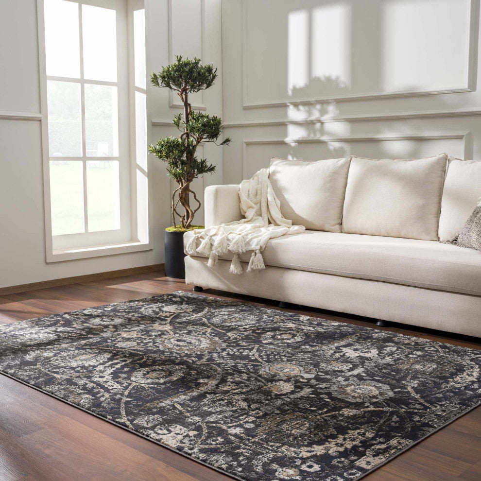 Hauteloom Georgiana Charcoal Area Rug, 4'3"x5'7" Rectangle