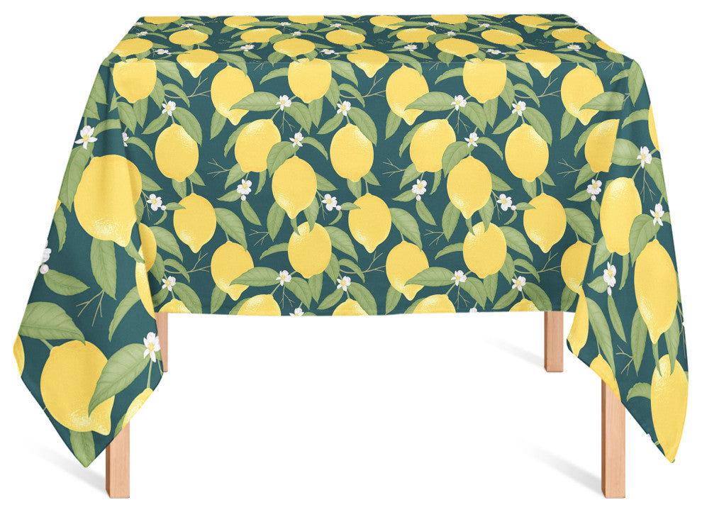 Lemon Pattern Teal 2 58x58 Tablecloth