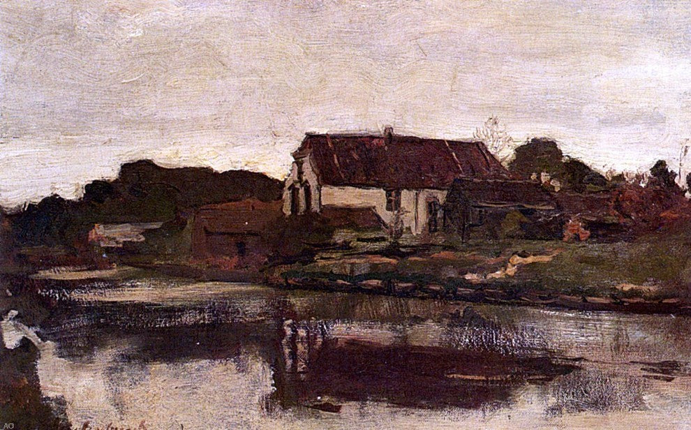 Johann Hendrik Weissenbruch A Farm On The Waterfront Wall Decal