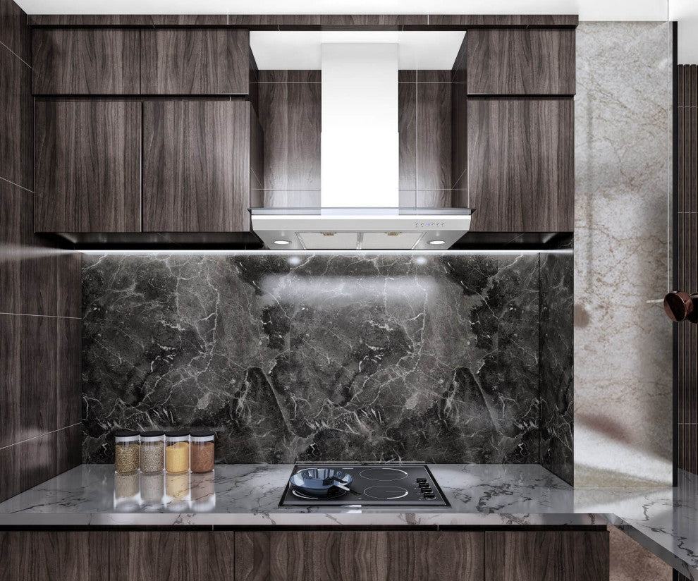 Blue Ocean 30" RHKQ2 Tempered Glass Stainless Steel Wall Mount Range Hood