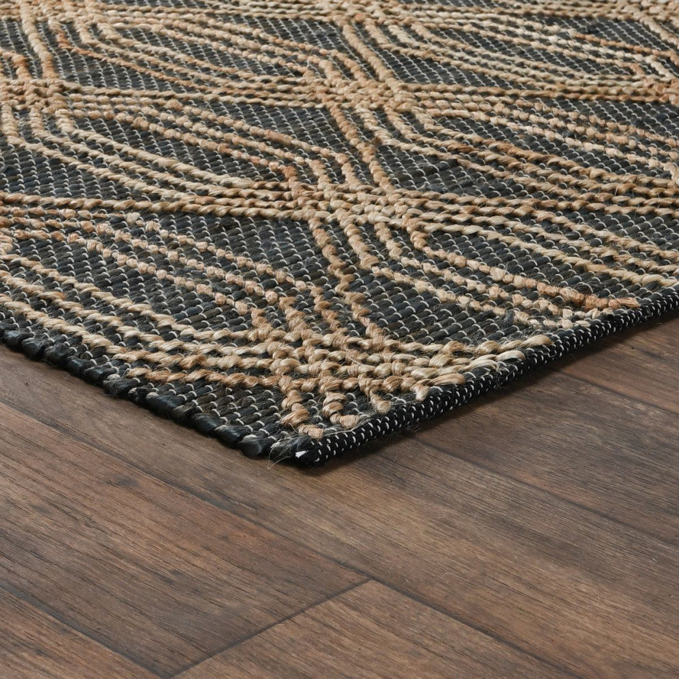 Classic Home Tustin Blue Charcoal/Natural Rug, 2.6'x8'