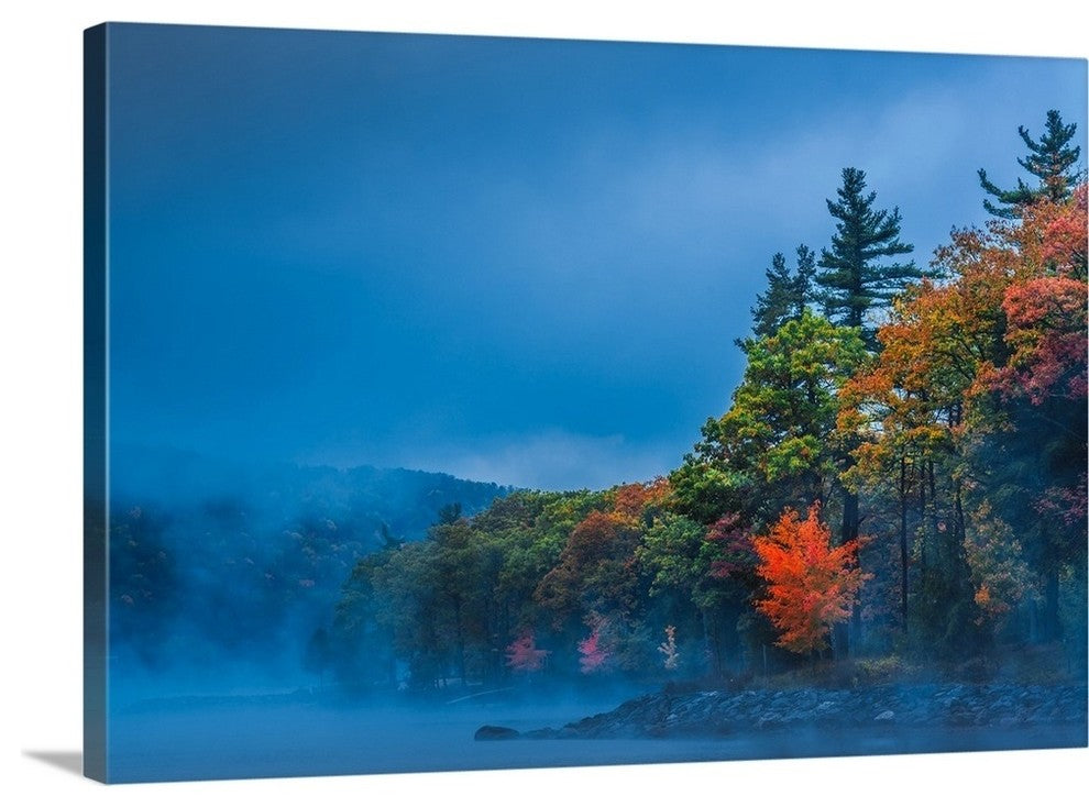 "Foggy Fall Lake II" Wrapped Canvas Art Print, 24"x16"x1.5"