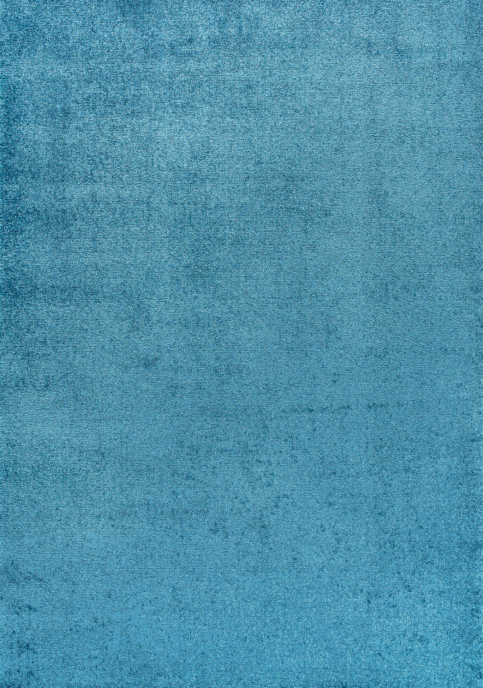 Haze Solid Low-Pile Runner Rug, Turquoise, 5 X 8