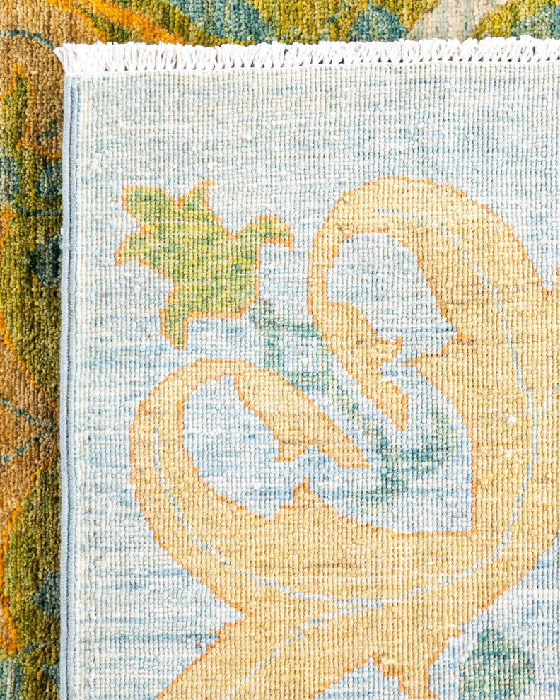 Overdyed, One-of-a-Kind Hand-Knotted Area Rug Green, 8'10"x12'3"