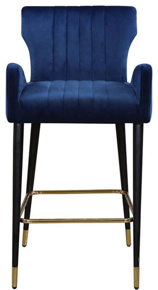 Pemberly Row Modern / Contemporary 28"H Velvet Counter Stool in Navy (Set of 2)