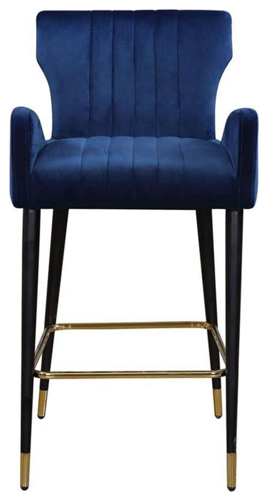 Pemberly Row Modern / Contemporary 28"H Velvet Counter Stool in Navy (Set of 2)