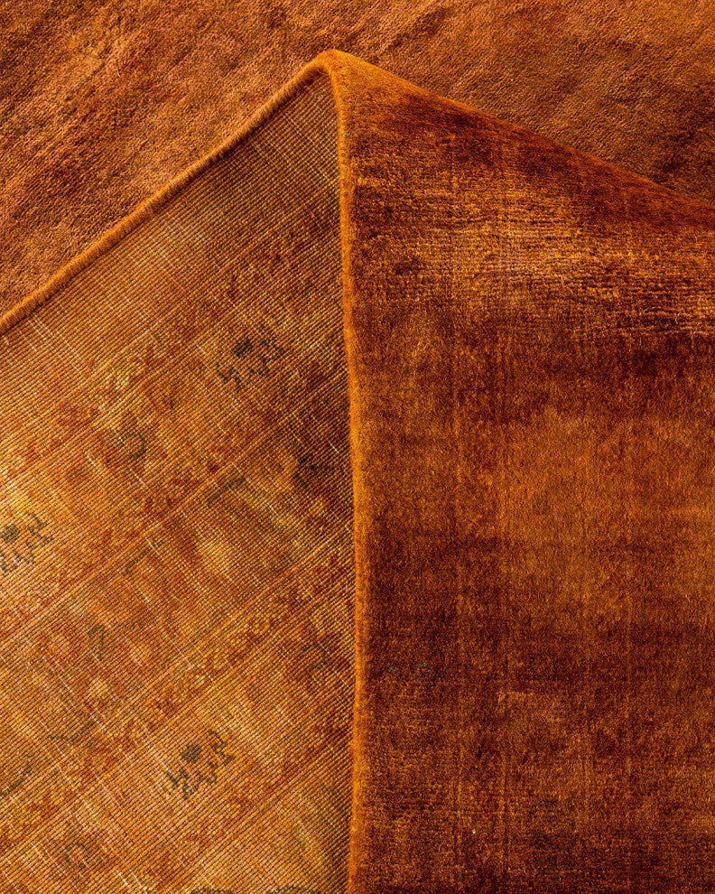 Overdyed, One-of-a-Kind Hand-Knotted Area Rug Gold, 12'3"x15'5"