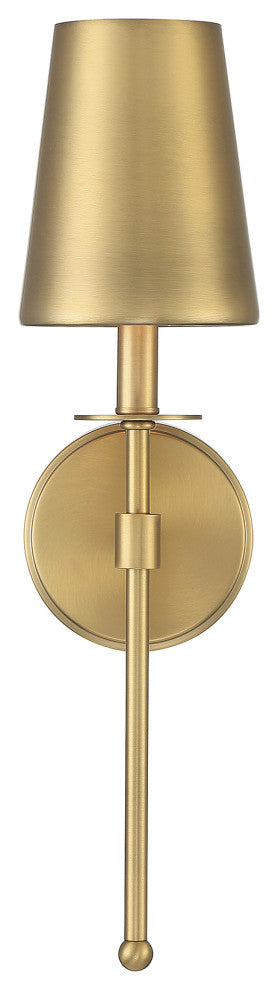 1-Light Wall Sconce, Matte Black, Natural Brass