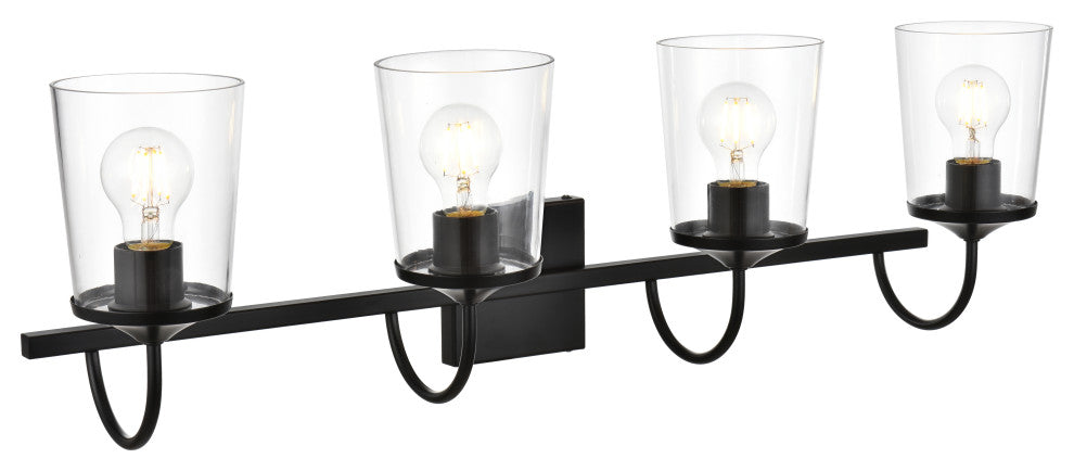 4 Light Black And Clear Bath Sconce