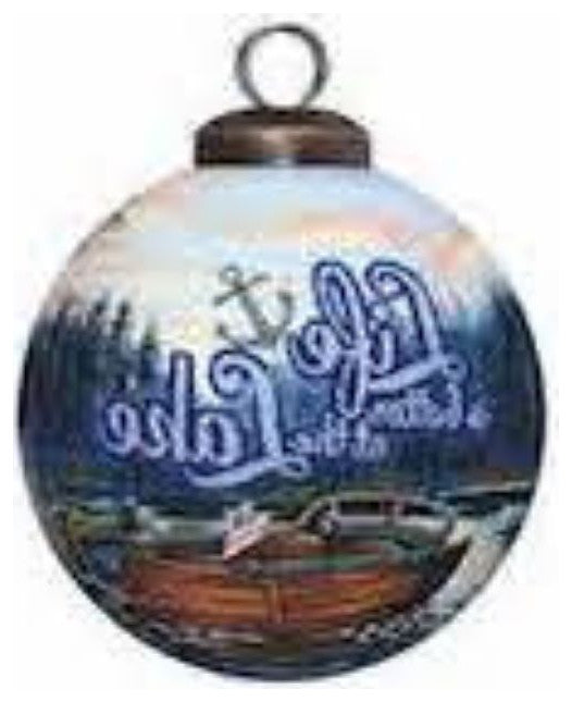 Scenic Life is Better at the Lake Hand Painted Mouth Blown Glass Ornament