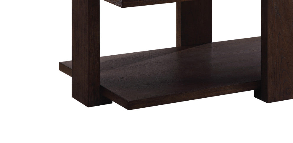 Benzara BM215038 Contemporary Coffee Table With Open Bottom Shelf, Brown