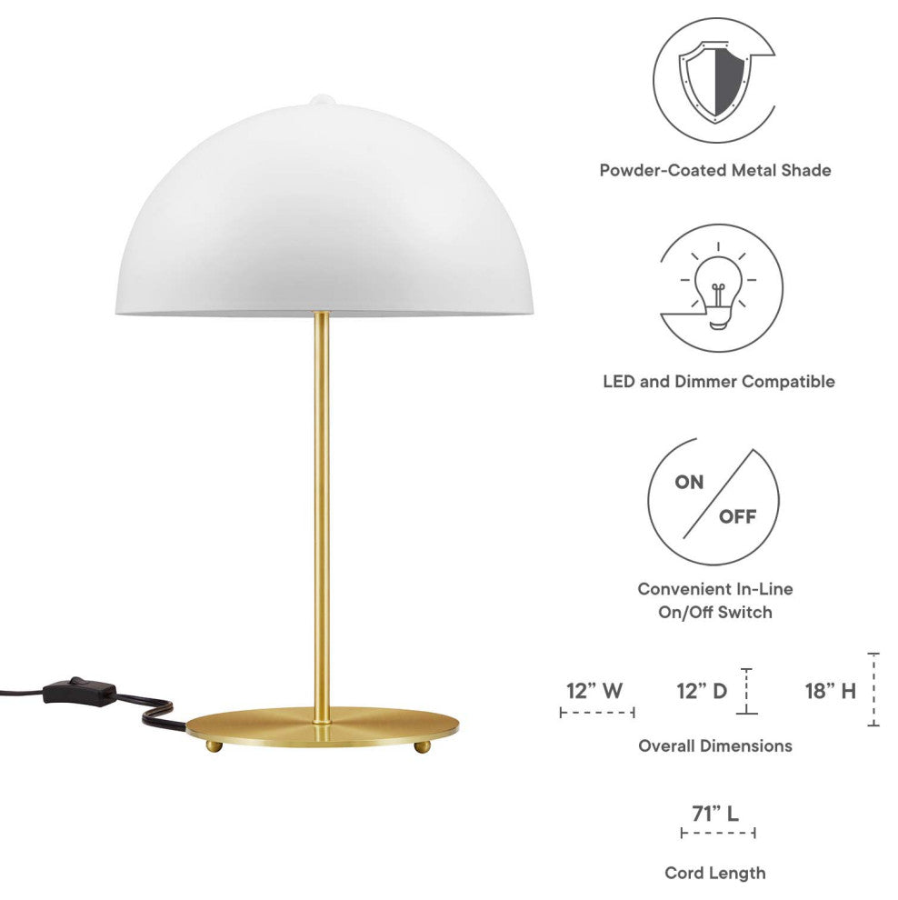 Ideal Metal Table Lamp, White Satin Brass