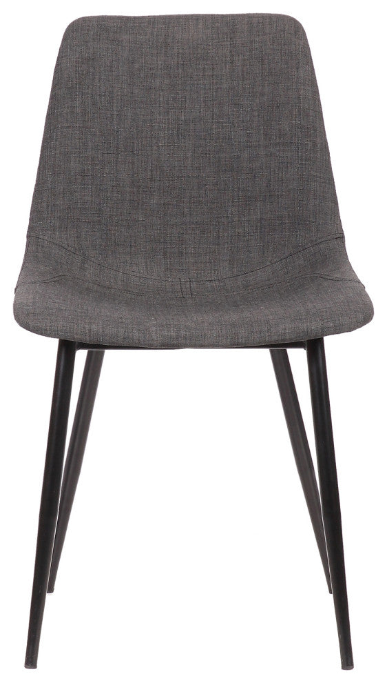 Monte Contemporary Dining Chair in Charcoal Faux Leather With Black Metal Legs