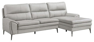 Lexicon Essex 2-Piece Leather Match Sectional with Right Chaise in Gray