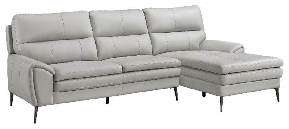 Lexicon Essex 2-Piece Leather Match Sectional with Right Chaise in Gray