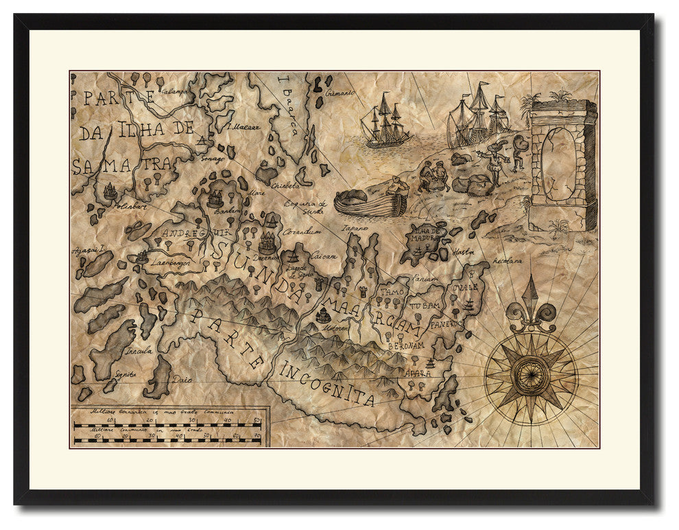 Land Vintage Antique Map Wall Art, 28"x37"