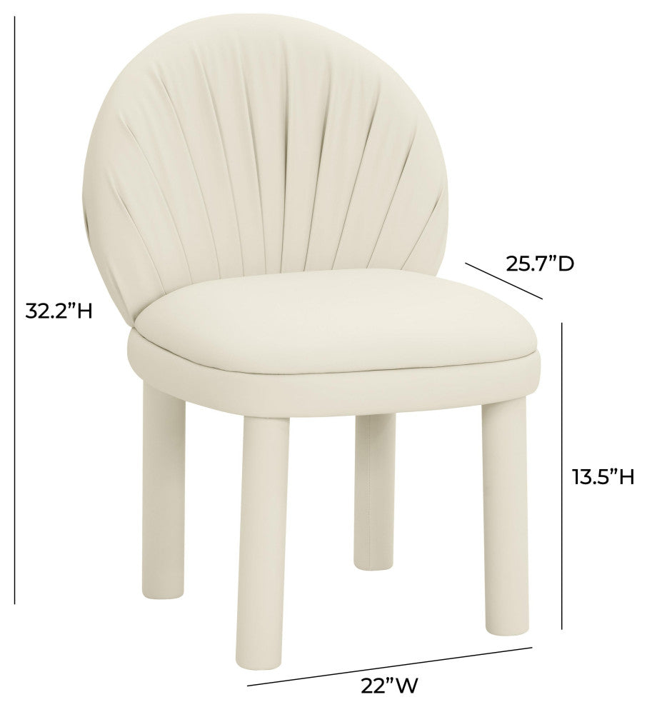 Aliyah Cream Vegan Leather Dining Chair - Cream