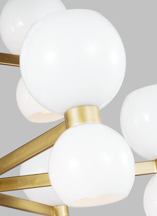 Londyn Large Chandelier, Burnished Brass with Milk White Glass