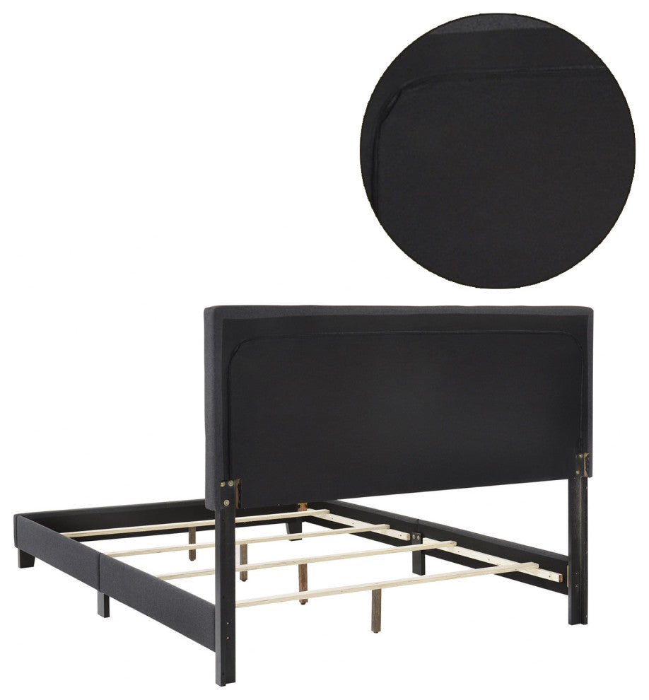 Fabric Upholstered Tufted Twin Size Bed, Charcoal