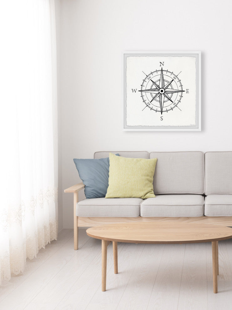 "Navigation Compass" Framed Painting Print, 24x24