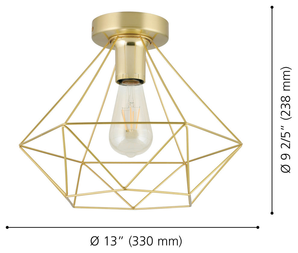 Tarbes, Geometric Ceiling Light, Brushed Brass Finish, LED