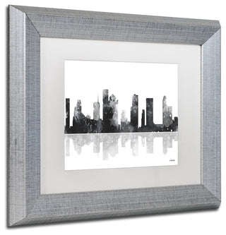 Watson 'Houston Texas Skyline BG-1' Art, Silver Frame, 11"x14", White Matte