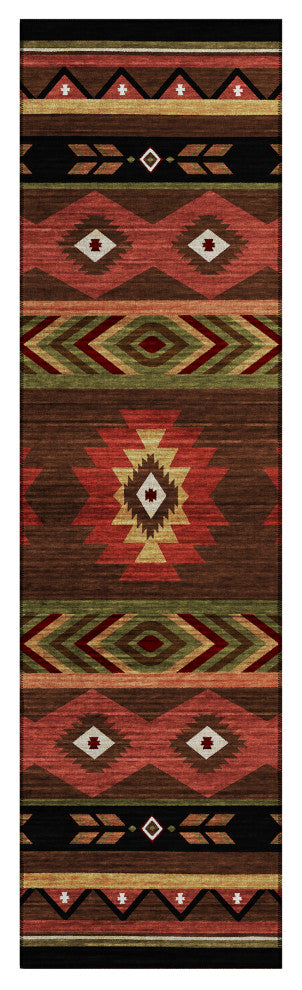 Indoor/Outdoor Phoenix PH3 Chocolate Machine Washable 2'3" x 7'6" Runner Rug