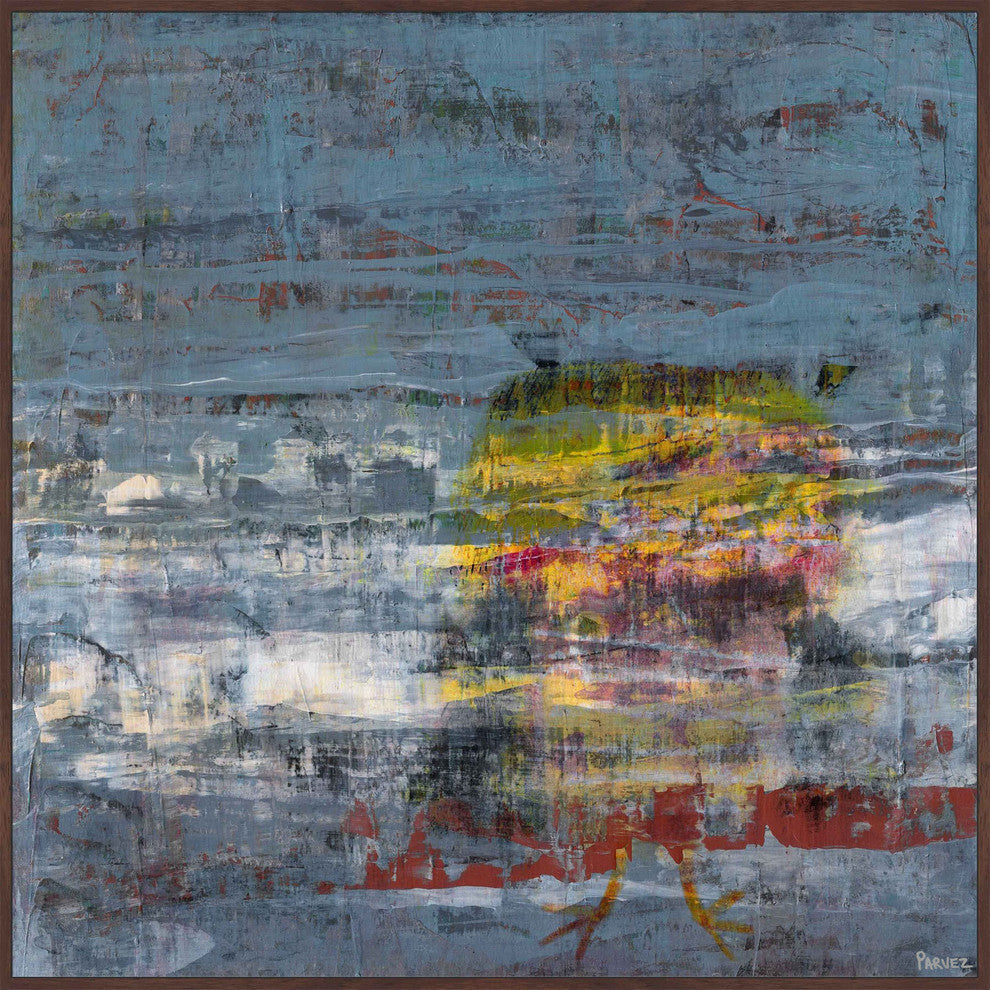 "Yellow Owl" Floater Framed Painting Print on Canvas, 24"x24"