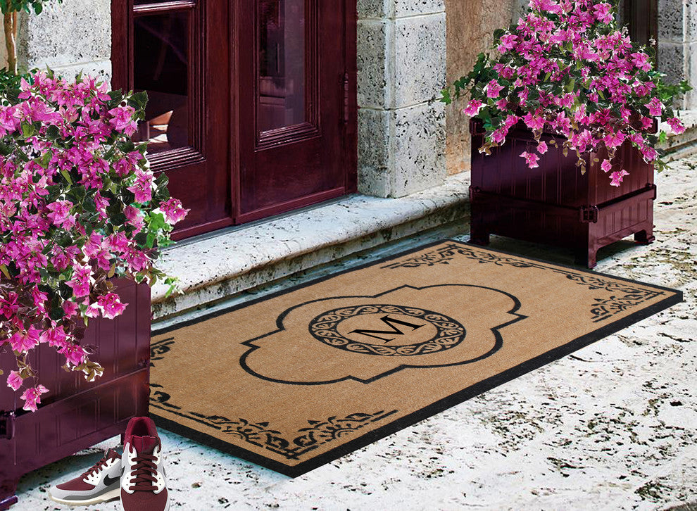 First Impression Hand Crafted Abrilina Entry Monogram Double Doormat,(30"x48"),