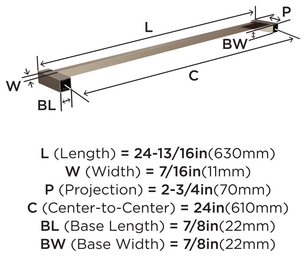 Amerock Monument Contemporary Towel Bar, Brushed Nickel, 24" Center-to-Center