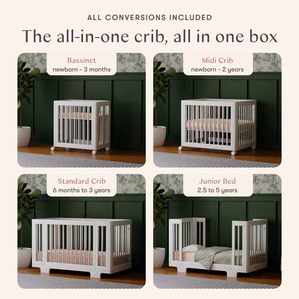 Yuzu 8-in-1 Convertible Crib With All-Stages Conversion Kits, White