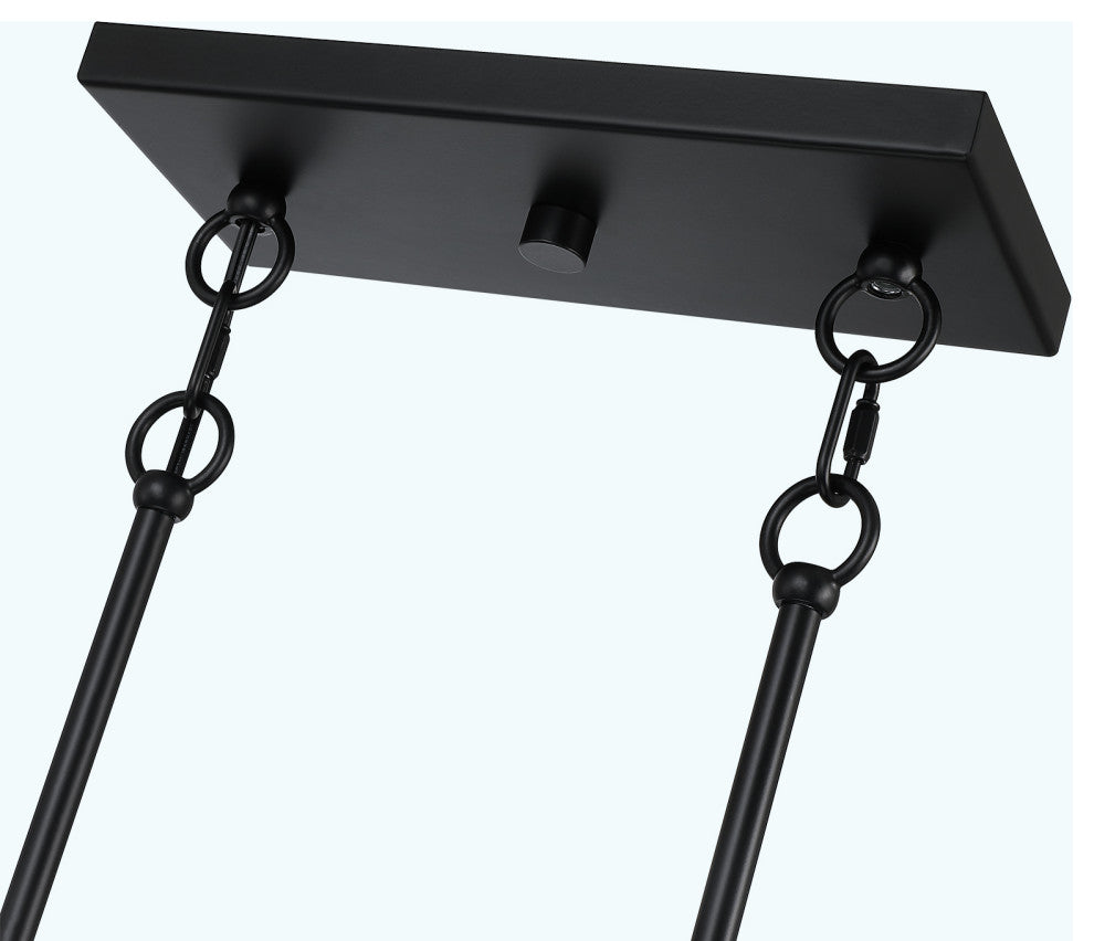 41'' W 3-Light Black Kitchen Island Chandelier With White Drum Shades