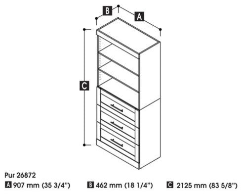 Bestar Pur By Bestar 36 Storage Unit With 3-Drawer Set, White