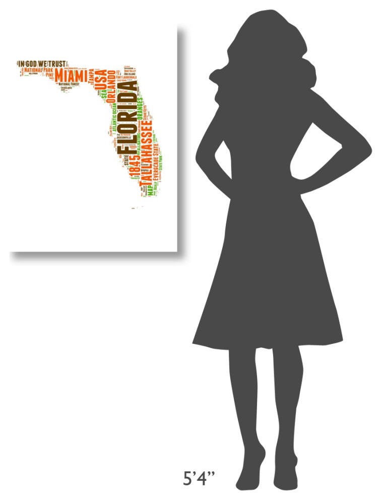 "Florida Word Cloud Map" Fine Art Print