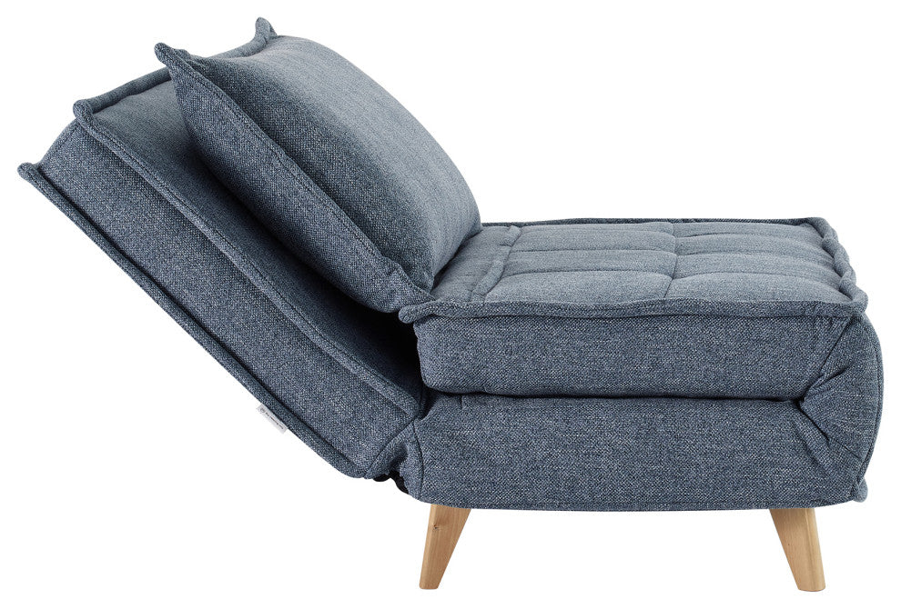 Modern Fabric Upholstered Convertible Sofa Bed Folding Sleeper Chair, Blue