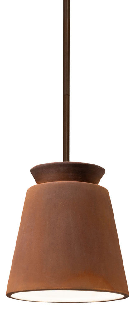Small Trapezoid Pendant, Real Rust, Dark Bronze, Incandescent