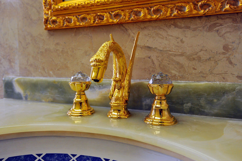 Antarctica Swan 2-Handle Bathroom Sink Faucet Swarovski Crystals. Luxury faucets, Bright Chrome