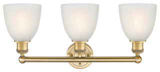 Castile 3-Light 24" Bath Vanity Light, Brushed Brass Finish, White Shade
