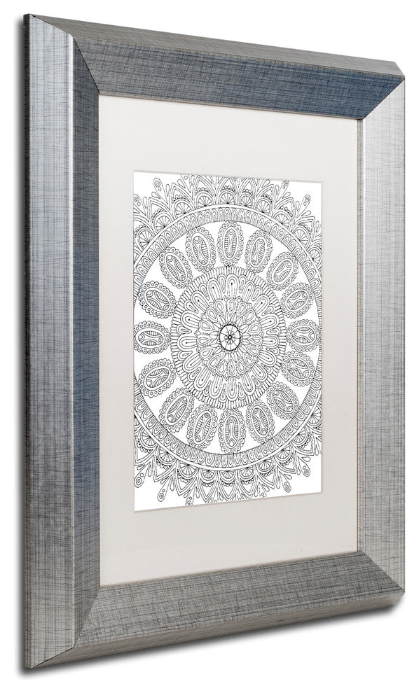 Hello Angel ''Mandala '' Art, Silver Frame, White Mat, 14x11